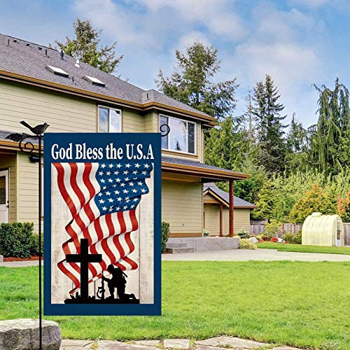 Baccessor God Bless America Patriotic Garden Flag Double Sided, Memorial Day 4th of July Independence Day American Star and Strip Yard Flag Outdoor Outside Holiday Decoration 12 x 18 Inch