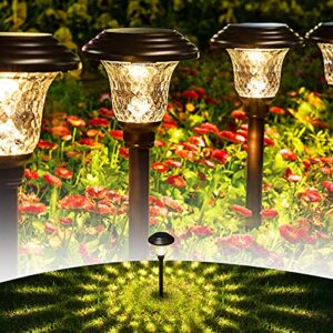 gigalumi 8 pack solar pathway lights, solar garden lights outdoor warm white, waterproof led path lights for yard, patio, landscape, walkway (brown)…