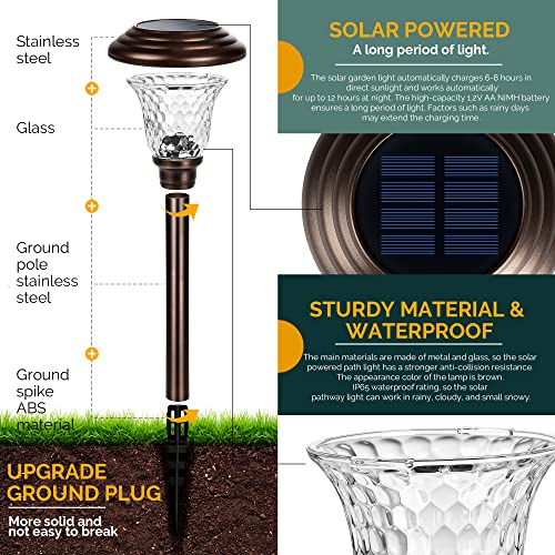 GIGALUMI 8 Pack Solar Pathway Lights, Solar Garden Lights Outdoor Warm White, Waterproof Led Path Lights for Yard, Patio, Landscape, Walkway (Brown)…