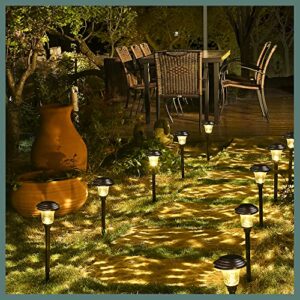 GIGALUMI 8 Pack Solar Pathway Lights, Solar Garden Lights Outdoor Warm White, Waterproof Led Path Lights for Yard, Patio, Landscape, Walkway (Brown)…