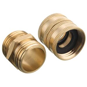 M MINGLE Garden Hose Adapter, Male to Male, Female to Female, 3/4 Inch Brass Connector, 4-Pack with Extra 4 Washers