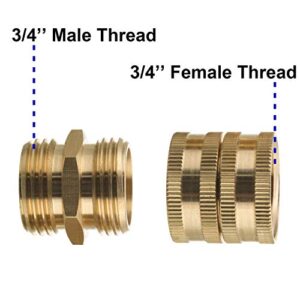 M MINGLE Garden Hose Adapter, Male to Male, Female to Female, 3/4 Inch Brass Connector, 4-Pack with Extra 4 Washers