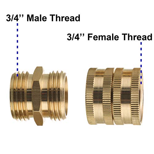 M MINGLE Garden Hose Adapter, Male to Male, Female to Female, 3/4 Inch Brass Connector, 4-Pack with Extra 4 Washers