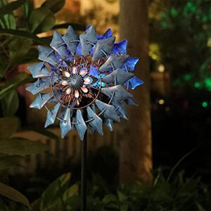 Solar Wind Spinner - Solar Powered Glass Ball 75in Multi Color Seasonal LED Lighting with Kinetic Dual Direction Metal Sculpture Construction for Outdoor Yard Lawn & Garden