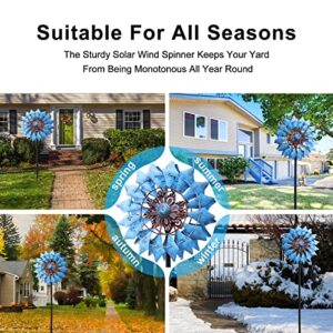 Solar Wind Spinner - Solar Powered Glass Ball 75in Multi Color Seasonal LED Lighting with Kinetic Dual Direction Metal Sculpture Construction for Outdoor Yard Lawn & Garden