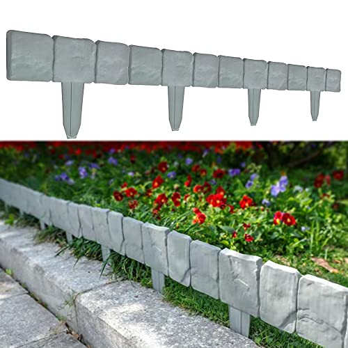 Garden Edging Border,20PCS Plastic Flower Bed Edging for 16ft Edging DIY Decorative Flower Grass Bed Border, (Grey)