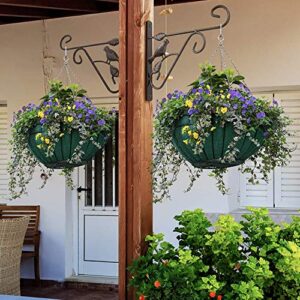 Amagabeli 2 Pack Hanging Plants Brackets 10" Wall Planter Hooks Hangers for Flower Baskets Pot Bird Feeder Wind Chimes Lanterns Patio Garden Outdoor Indoor Fence Metal 3D Bird Brown Bronze BG386