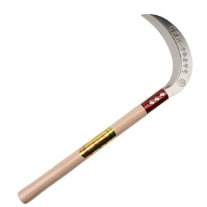 keyi steel grass sickle,clearing sickle,manganese steel blade/hardwood handle hand held sickle tool – multipurpose gardening weeding grass sickle and farming portable safety sickle