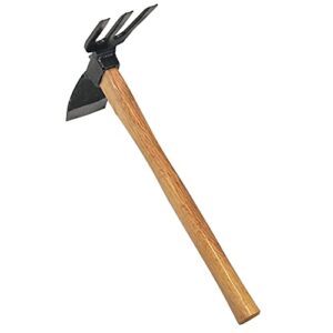 kakuri hoe cultivator combo hand tiller 14-3/4″ heavy duty hand forged japanese steel blade, japanese gardening tool for digging, raking, cultivating, weeding, made in japan