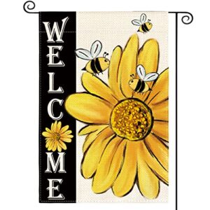 avoin colorlife summer welcome watercolor bee sunflower garden flag double sided 12×18 inch, holiday fall party yard outdoor decoration