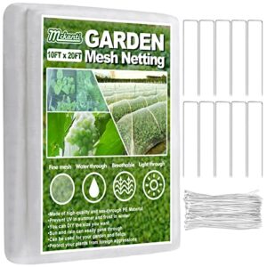 20’x10′ ultra large size garden mesh netting, mckanti fine plant covers with cable ties and garden nails for protect plants greenhouse patio gazebo screen barrier net. (6x3m).