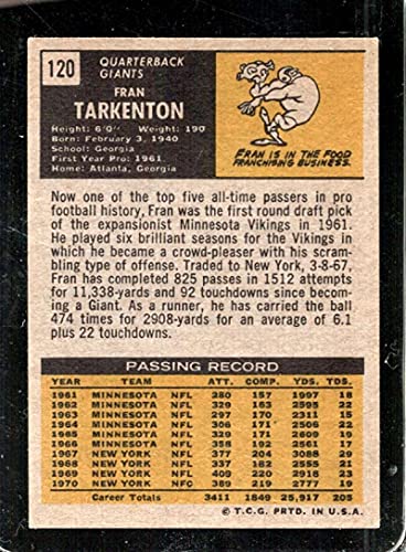 Football NFL 1971 Topps #120 Fran Tarkenton EX NY Giants