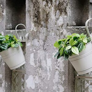 SOMTO 6.1 Inch Large Vintage Hanging Flower Pots Metal Iron Bucket Planter for Railing Fence Balcony Garden Home Decoration Flower Holders with Detachable Hooks,Set of 4
