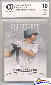 corey seager 2012 leaf rize draft emergence #18 limited edition rookie card graded high beckett 10 mint! awesome high grade rookie card of los angeles dodgers young superstar shortstop! wowzzer!