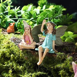 Roowest 16 Pieces Fairy Garden Accessories 10 Mini Garden Figurine Fairies Decor 2 Resin Hedgehogs 4 Mushroom Miniature for Pot Plants Mini Garden Lawn Yard Home Decorations