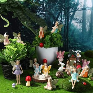 Roowest 16 Pieces Fairy Garden Accessories 10 Mini Garden Figurine Fairies Decor 2 Resin Hedgehogs 4 Mushroom Miniature for Pot Plants Mini Garden Lawn Yard Home Decorations