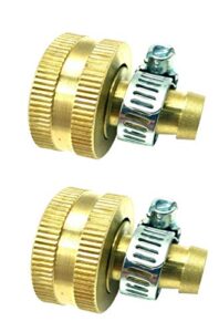 brufer 5022h brass female garden hose thread swivel with 1/2″ barb x 3/4″ght, includes stainless steel clamps – pack of 2 complete fittings with clamps