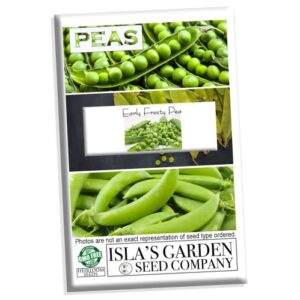 “early frosty” garden pea seeds for planting, 50+ heirloom seeds per packet, (isla’s garden seeds), non gmo seeds, botanical name: pisum sativum, 90% germination rate