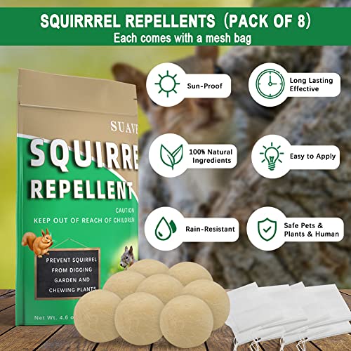 SUAVEC Squirrel Repellent Outdoor, Chipmunk Repellent Outdoor, Squirrel Deterrent Mint, Squirrels Repellent for Garden, Outdoor Repellent Squirrels for Attic, Keep Squirrel Away for Plants -8 Pack