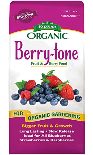 Espoma Organic Berry-Tone 4-3-4 Natural & Organic Fertilizer and Plant Food for All Berries. 4 lb. Bag. Use for Planting & Feeding to Promote Bountiful Harvest - Pack of 2