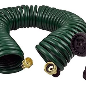 GHN-06 Heavy-duty EVA Recoil Garden Hose with 7-Pattern Spray Nozzle, Green, 50 Foot