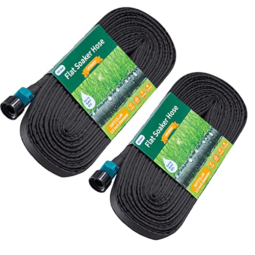 Hlinker Soaker Hose 100 ft for garden beds, 1/2" 50Ft 2 Packs Linkable Consistent Drip Irrigation Hose Save 80% Water, Leakproof Heavy Duty Double Layer Sprinkler Garden Hose For Garden Bed Vegetable…