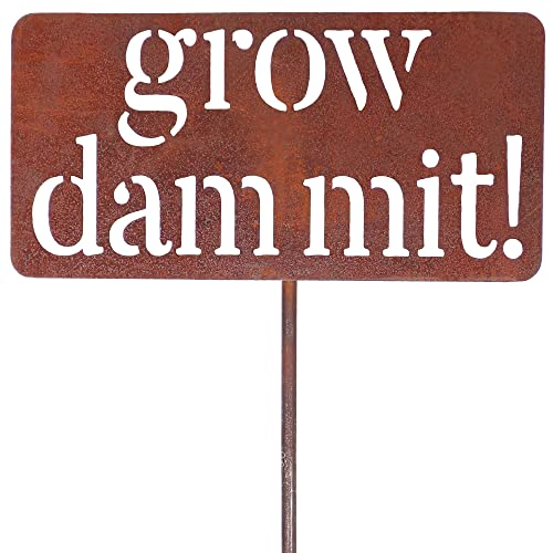 Island Genius Grow Dammit Funny Garden Décor Sign Gardening Gifts for Women and Men Who Love Plants