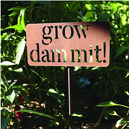 Island Genius Grow Dammit Funny Garden Décor Sign Gardening Gifts for Women and Men Who Love Plants