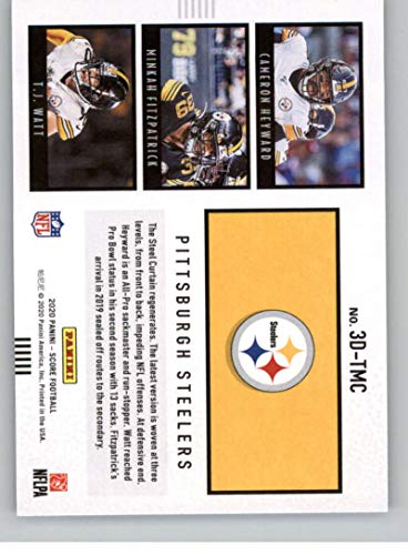 2020 Score 3D #3D-TMC Cameron Heyward/Minkah Fitzpatrick/T.J. Watt Pittsburgh Steelers Football Card