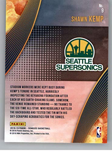 2018-19 Donruss All Clear for Takeoff Basketball Insert #9 Shawn Kemp Seattle Supersonics Official NBA Trading Card Produced By Panini