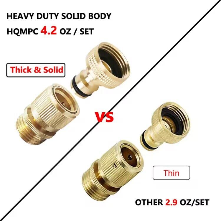 HQMPC Male Garden Hose Quick Connect Solid Brass Quick Connector Garden Hose Fitting Water Hose Connectors 3/4 inch GHT (4 Female+ 4Male)