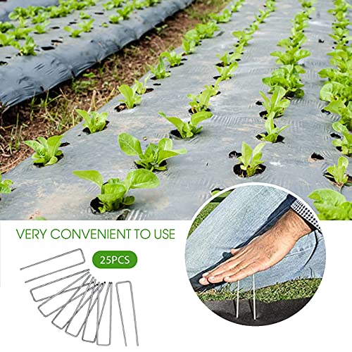 12 Inch Garden Landscape Staples Stakes, 25 Pcs Galvanized Garden Stakes Heavy Duty Metal Ground Stakes for Securing Lawn Fabric