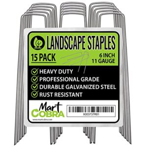 garden stakes metal stakes for gardening, landscape staples x15, garden staples 6 inch galvanized, fence stakes heavy duty ground stakes, landscape fabric pins yard stakes tent stakes landscaping lawn