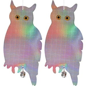 dyvicl fake owl hanging reflective owl for woodpecker deterrent 2 pack