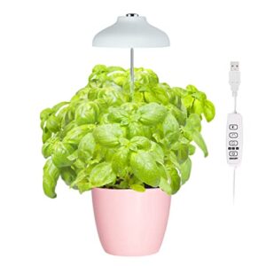 GrowLED Umbrella Herb Garden Grow Light, Height Adjustable, 7ft Cord, 8/12/16 Hours Automatic Timer, 10-Level Brightness, 3 Optional Spectrums, Suitable for Desktop/Large/Hanging Planters, White