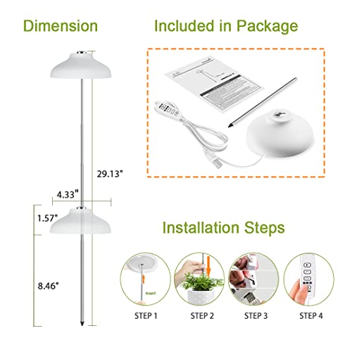 GrowLED Umbrella Herb Garden Grow Light, Height Adjustable, 7ft Cord, 8/12/16 Hours Automatic Timer, 10-Level Brightness, 3 Optional Spectrums, Suitable for Desktop/Large/Hanging Planters, White