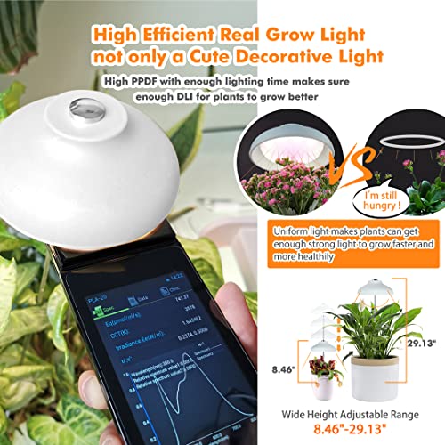 GrowLED Umbrella Herb Garden Grow Light, Height Adjustable, 7ft Cord, 8/12/16 Hours Automatic Timer, 10-Level Brightness, 3 Optional Spectrums, Suitable for Desktop/Large/Hanging Planters, White