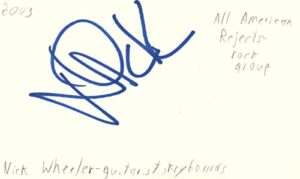 nick wheeler guitarist keyboards all american rejects signed index card jsa coa
