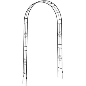 doeworks garden arch, 3′ 11”wide x 7’10”high garden arbor with sharp ends for climbing vines and plants,weddings, party decoration, black