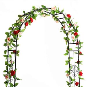 DOEWORKS Garden Arch, 3' 11''Wide x 7'10''High Garden Arbor with Sharp Ends for Climbing Vines and Plants,Weddings, Party Decoration, Black