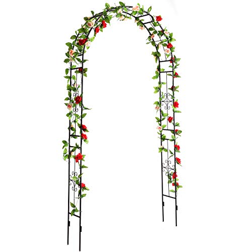 DOEWORKS Garden Arch, 3' 11''Wide x 7'10''High Garden Arbor with Sharp Ends for Climbing Vines and Plants,Weddings, Party Decoration, Black