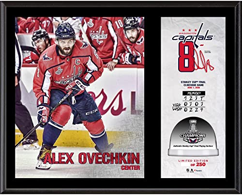 Alex Ovechkin Washington Capitals 2018 Stanley Cup Champions 12'' x 15'' Sublimated Plaque with Game-Used Ice from the 2018 Stanley Cup Final - Limited Edition of 250 - NHL Game Used Ice Collages