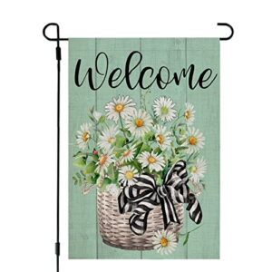 crowned beauty spring garden flag floral 12×18 inch double sided for outside chamomile welcome burlap small yard holiday decoration cf746-12