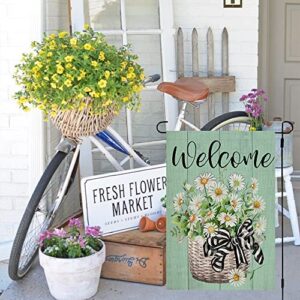 CROWNED BEAUTY Spring Garden Flag Floral 12x18 Inch Double Sided for Outside Chamomile Welcome Burlap Small Yard Holiday Decoration CF746-12