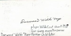 darwood waldo kaye child actor signed 3×5 index card with jsa coa