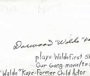 Darwood Waldo Kaye Child Actor Signed 3x5 Index Card with JSA COA