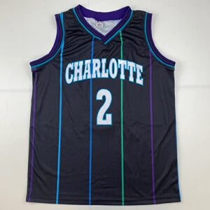 Autographed/Signed Larry Johnson Charlotte Black Basketball Jersey JSA COA