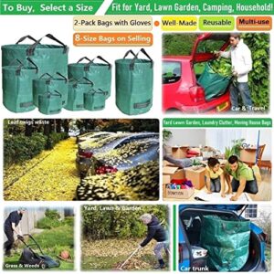 Standard 2-Pack 32 Gallon Yard Garden Bags (D18, H30 inch) with Gardening Gloves, Campsite Trash Bags,Laundry Bag,Recycling Bag,Yard Waste Bags,Lawn Debris Bag,Grass Clippings Bags,Leaf Bags 4 Handles