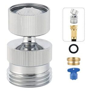 hibbent garden hose adapter kit, sink swivel faucet aerator adapter to connect garden hose, multi-thread garden hose with cache faucet aerator key for male to male and female to male, chrome finish
