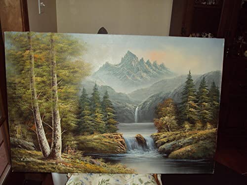 R Boren Gorgeous Original Oil on Canvas Majestic Waterfall Painting